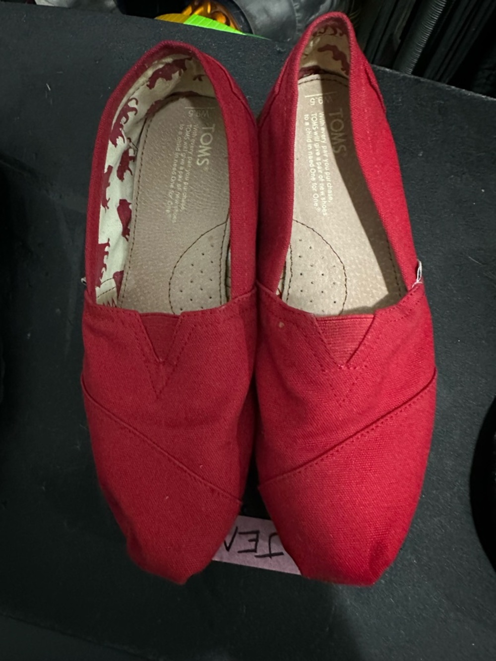 Toms Slip-On Shoes in Red and Cream